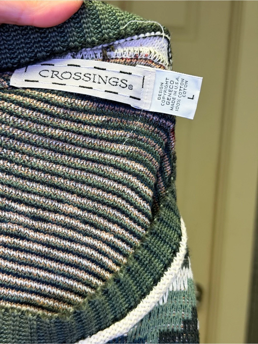Vintage Crewneck Sweater in Forest Green with Golfing Motif